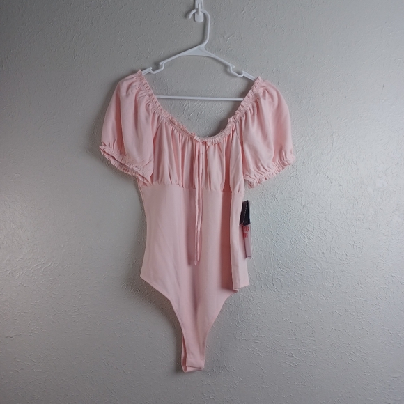 Pink Puff Sleeve Bodysuit - Picture 1 of 8